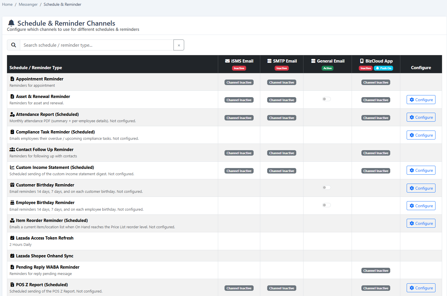Scheduling an appointment reminder in iCRM