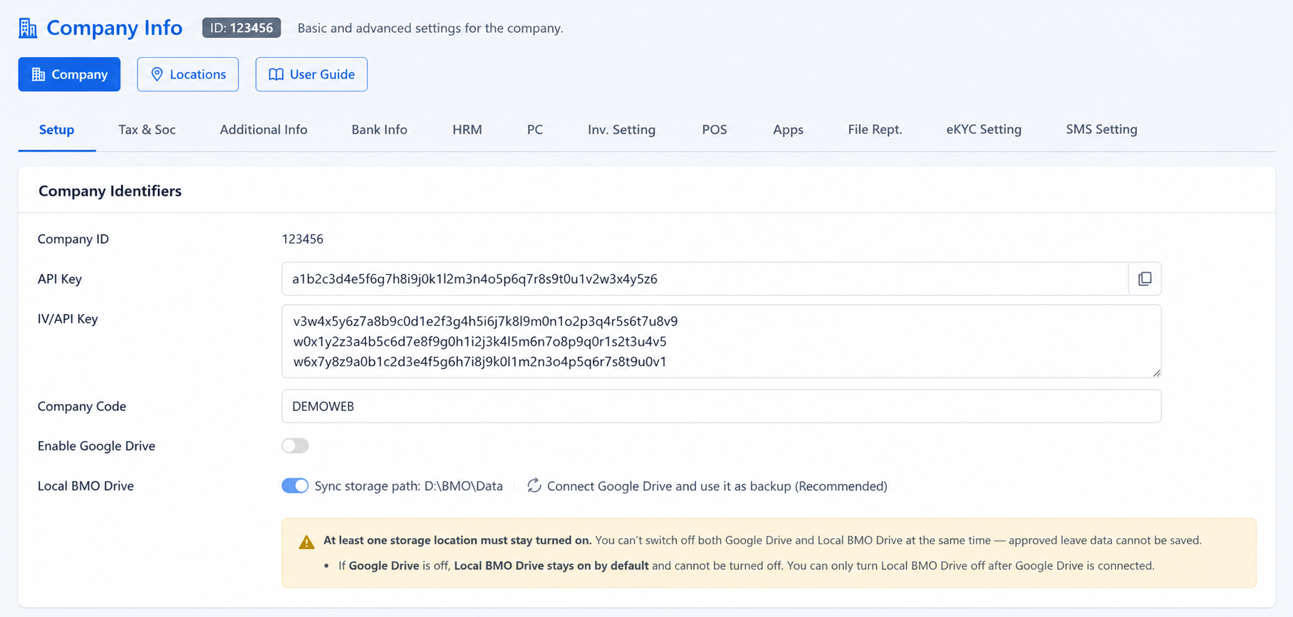 Connecting company Google Drive in iCRM