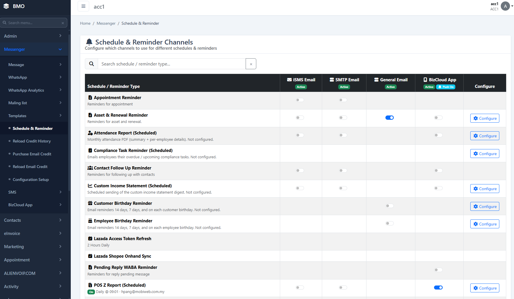 Scheduling an employee birthday email reminder in iCRM