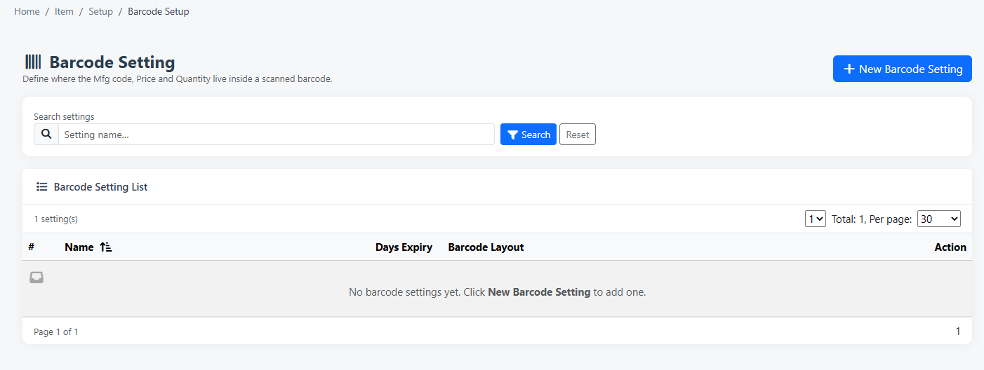 iCRM barcode splitting-position settings