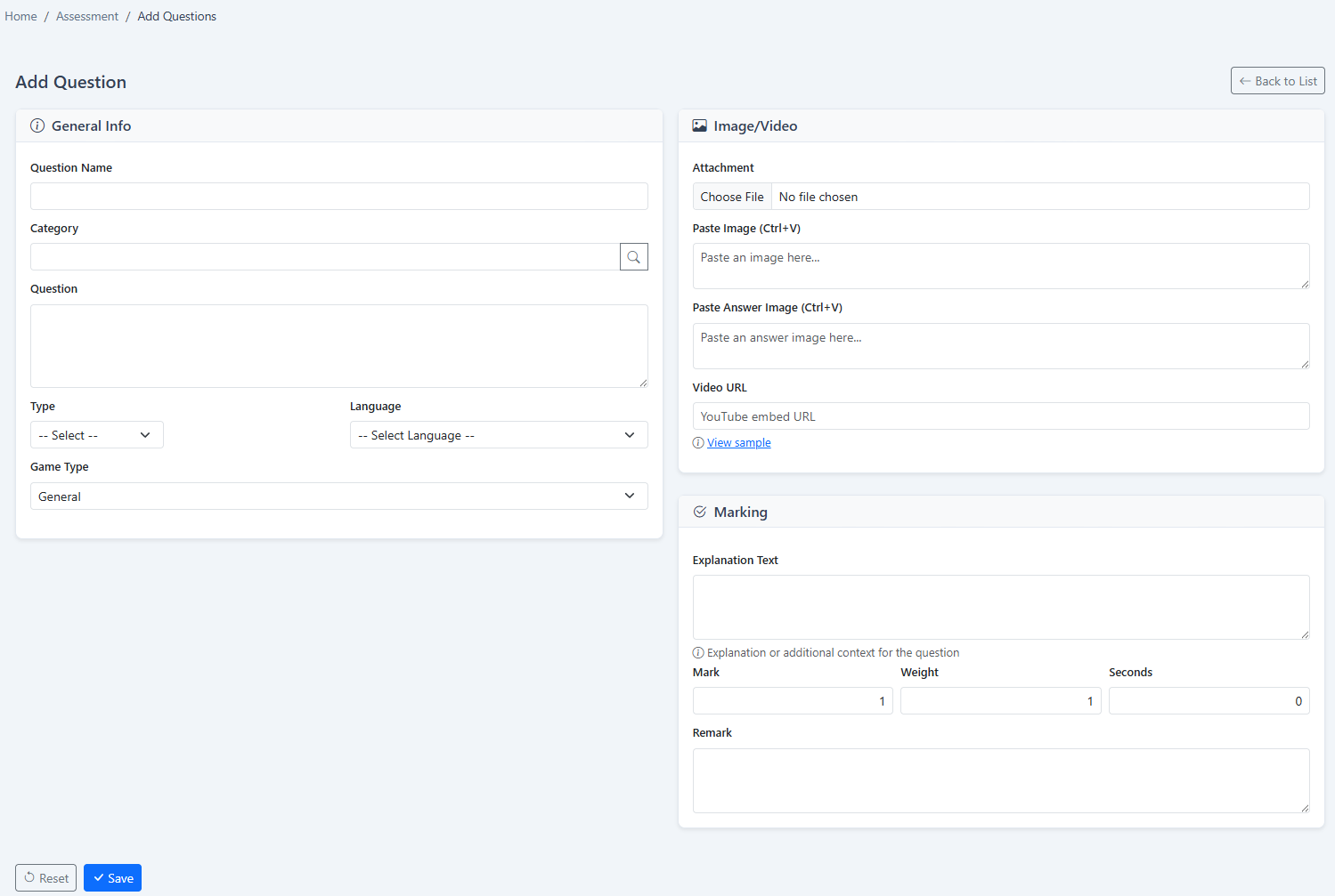 Adding a KPI assessment question in iCRM