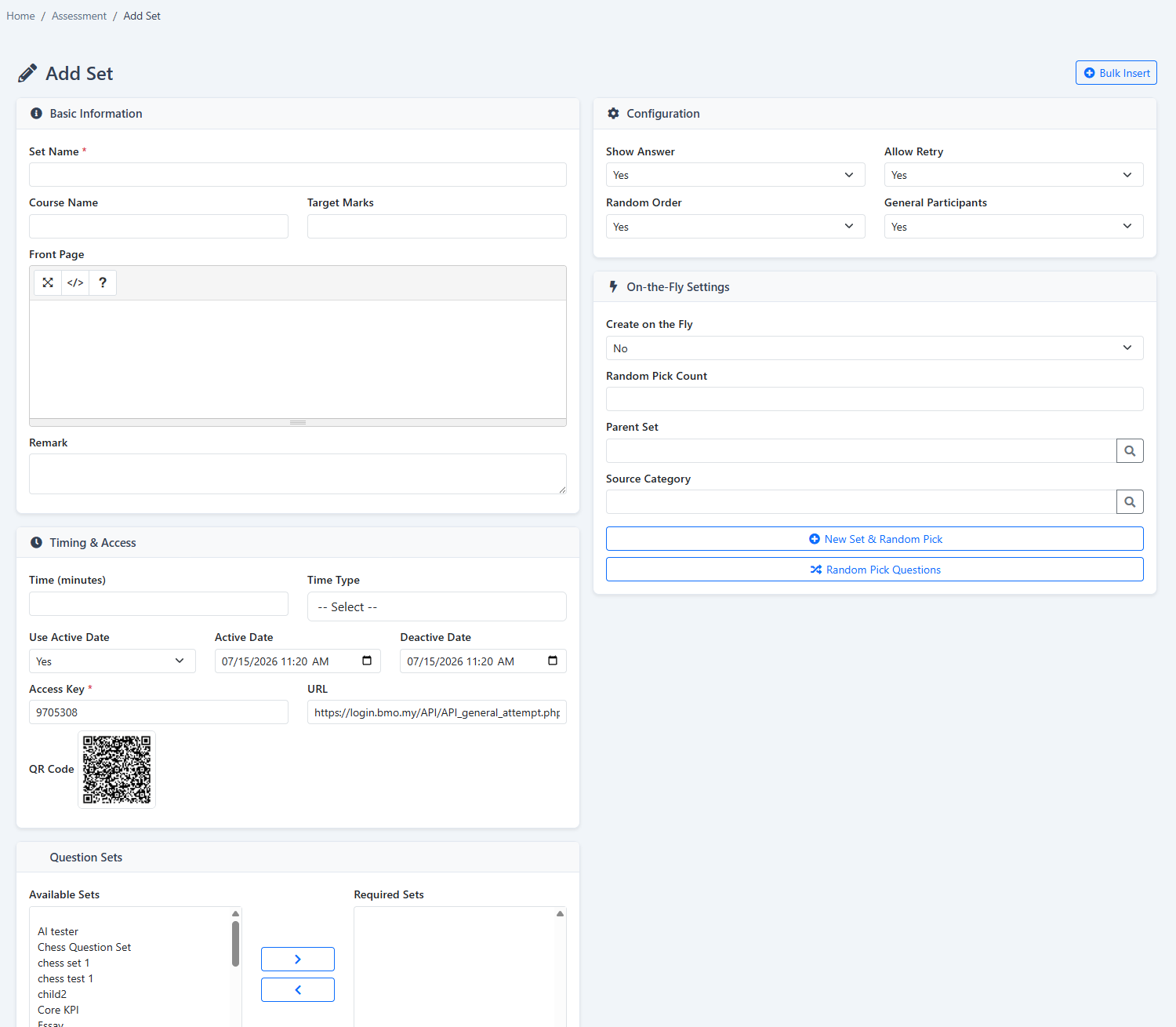 Creating a KPI assessment set in iCRM