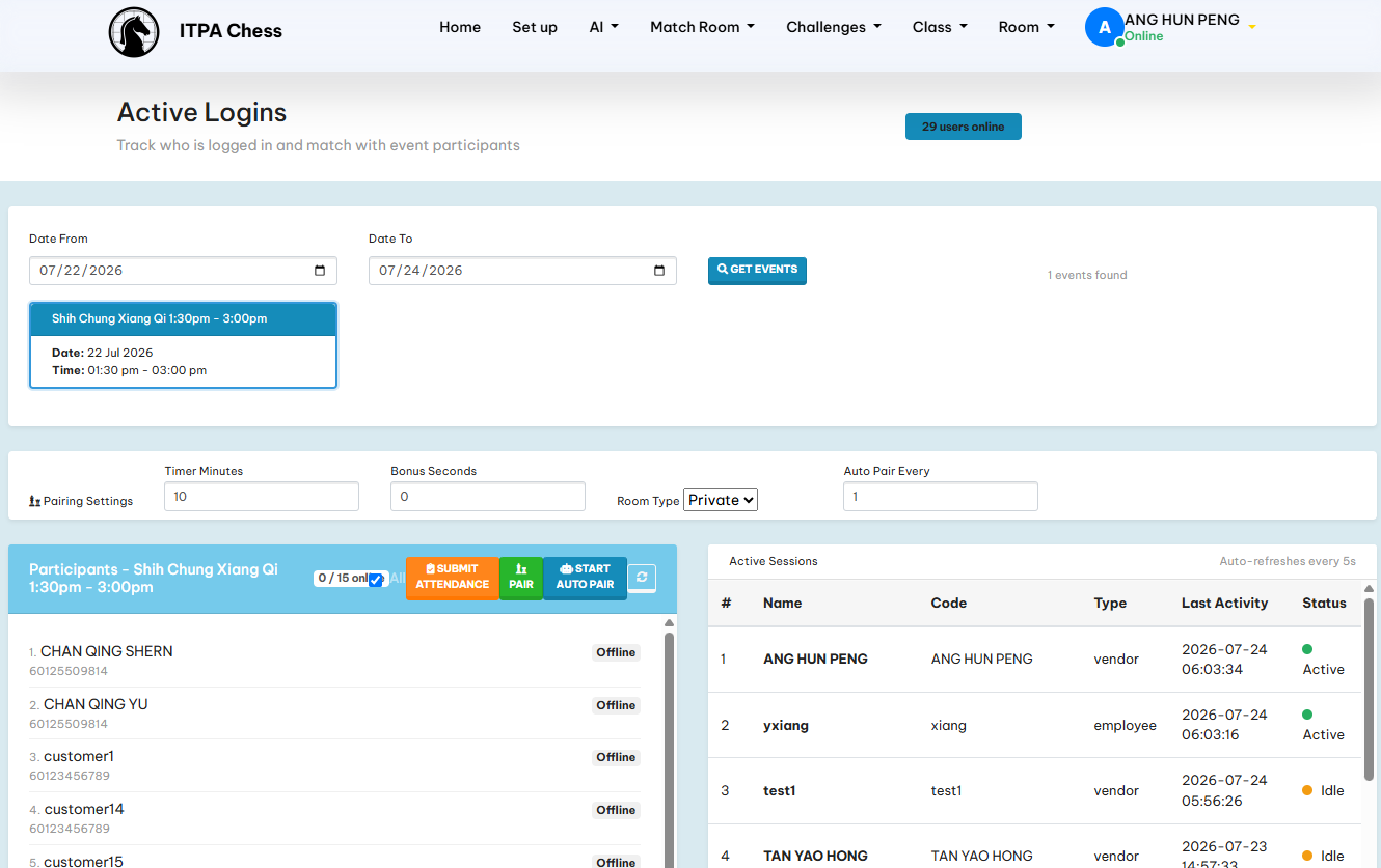 Tutor Companion active login attendance list