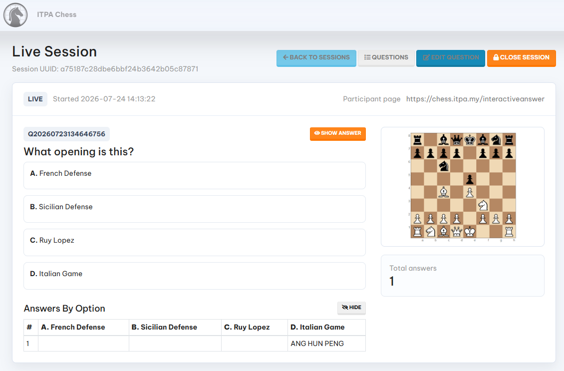 Tutor Companion live interactive results