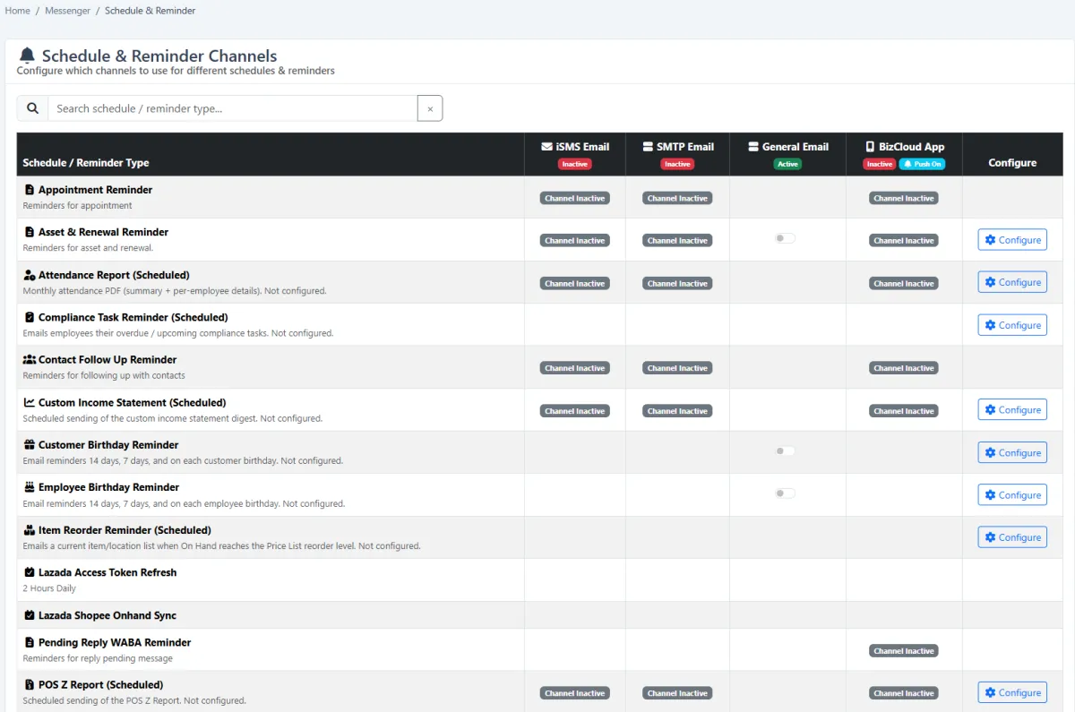 Scheduling an appointment reminder in iCRM