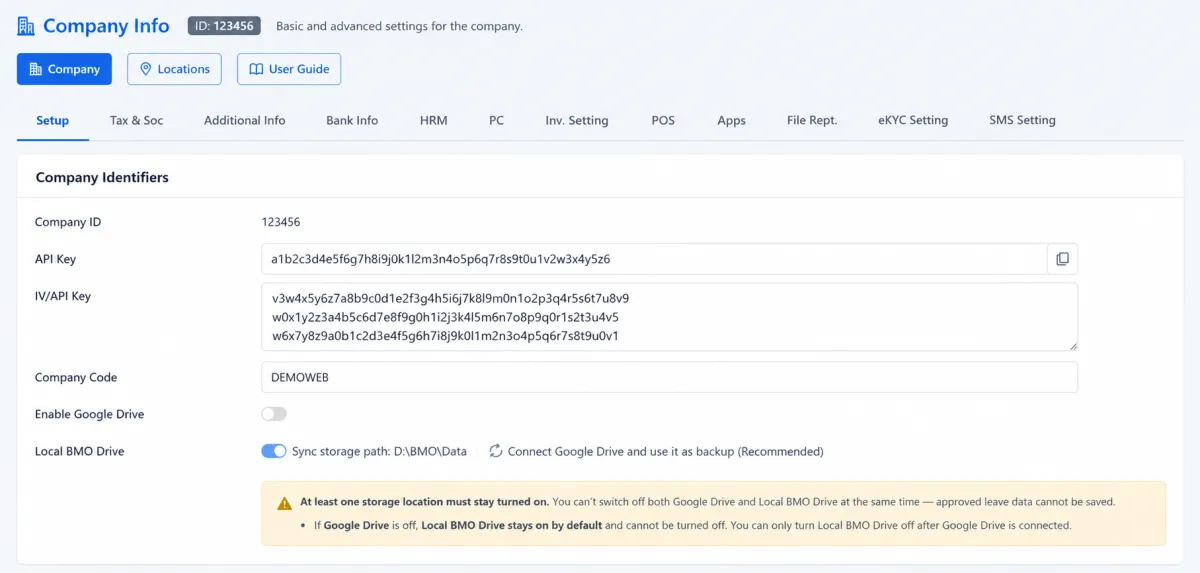 Connecting company Google Drive in iCRM