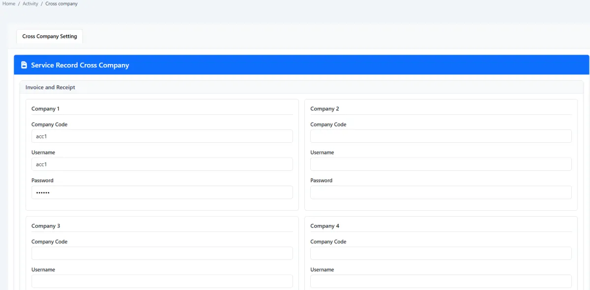 iCRM cross-company accounting configuration