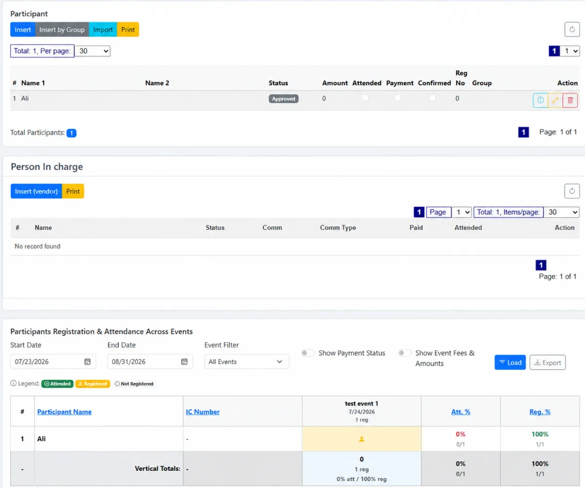 Selecting or importing event participants in iCRM