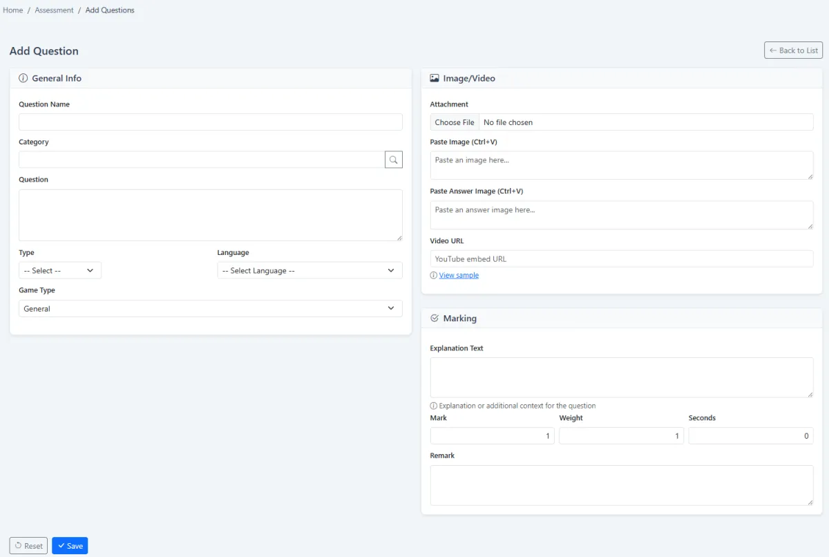 Adding a KPI assessment question in iCRM